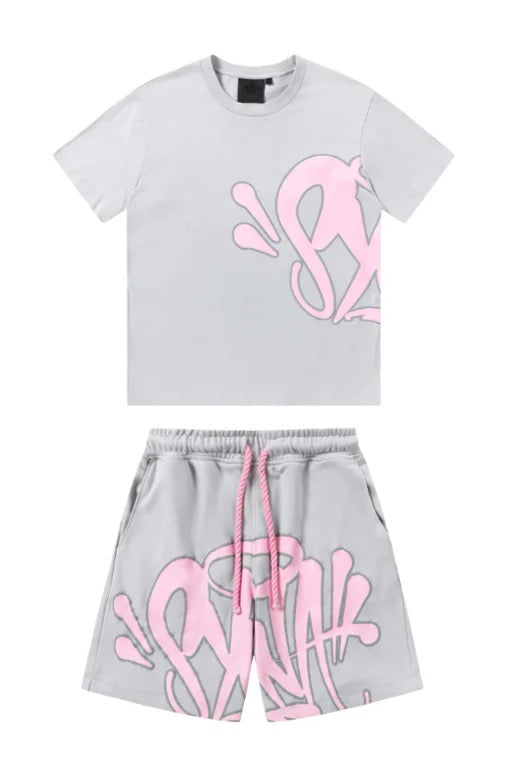 GRAFFITI - SHORT SET GREY/PINK